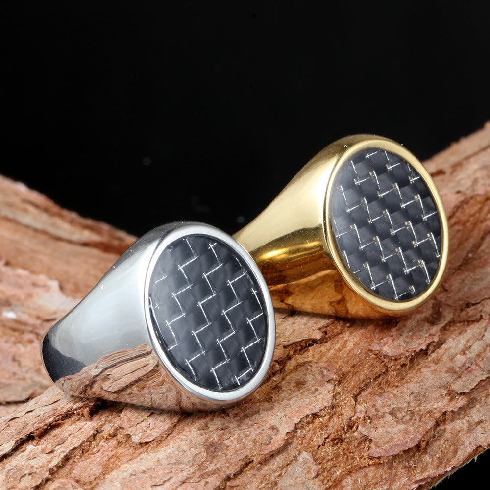 Retro Carbon Fiber Titanium Steel Rings