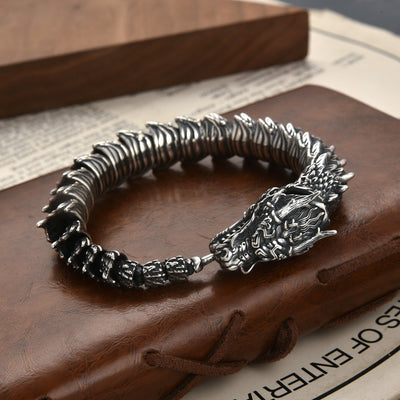 Handmade Retro Domineering Dragon Head Bracelet