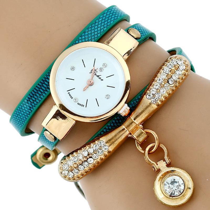 Gnova Platinum Luxury Women Rhinestone Bracelet Watch