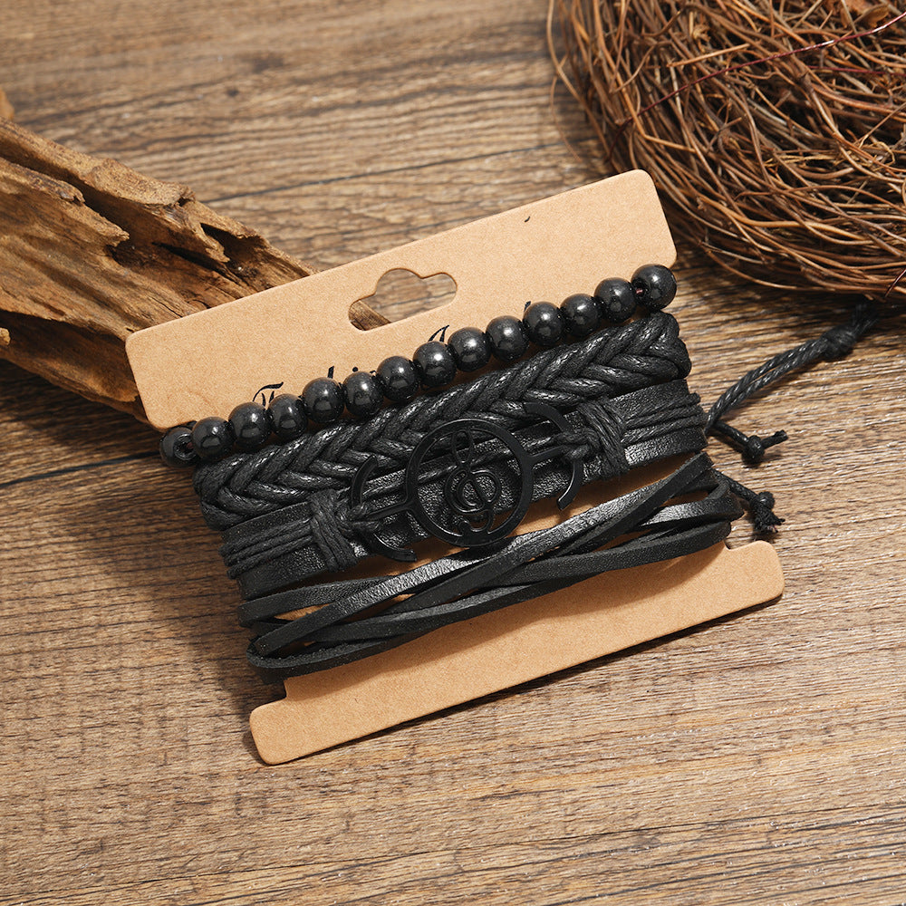 Hair Alloy Note Vintage Cowhide Bracelet