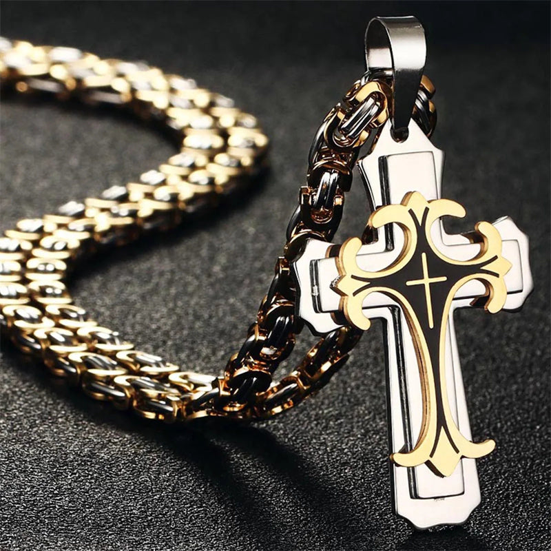 Christian Trinity Latin Cross Necklace