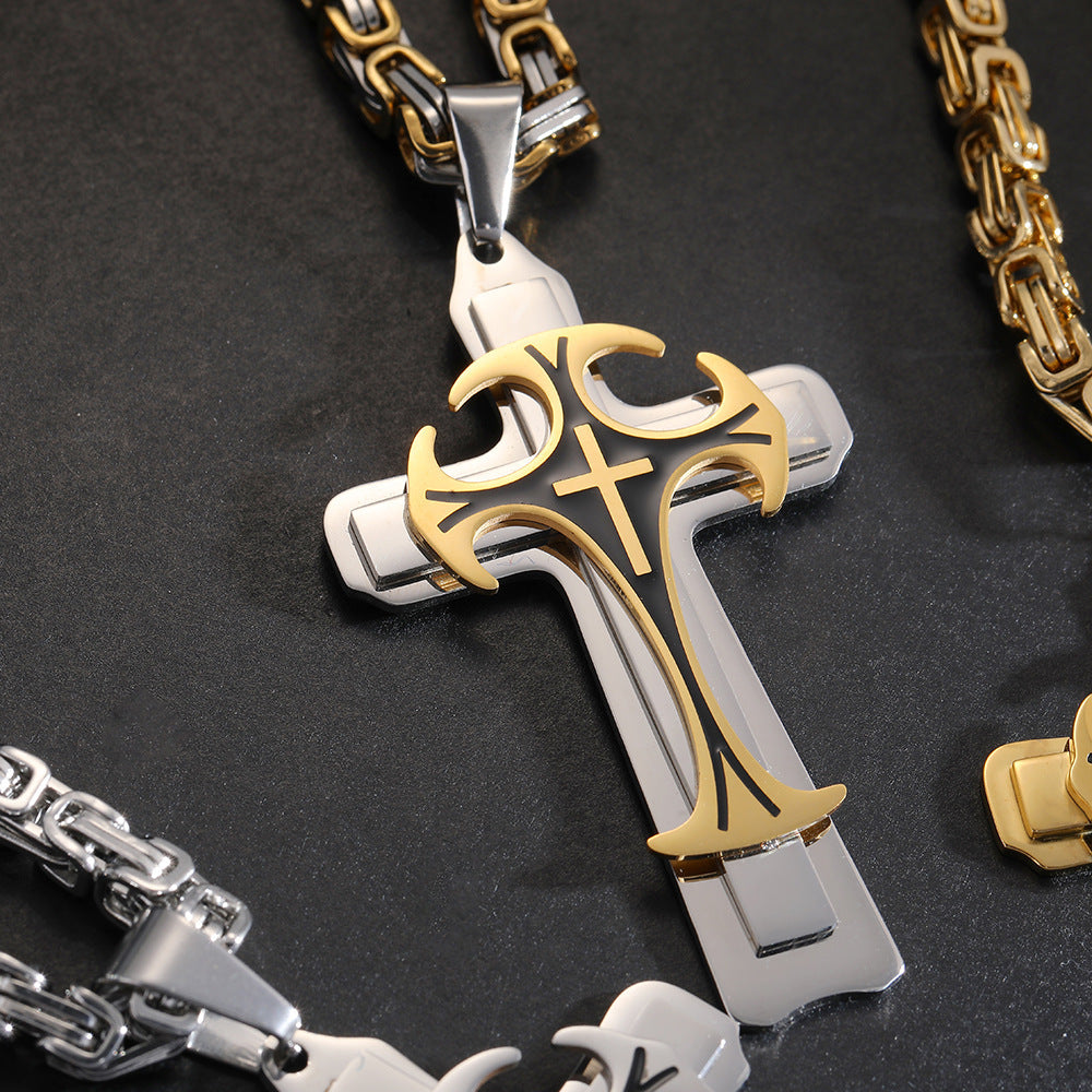 Christian Trinity Latin Cross Necklace