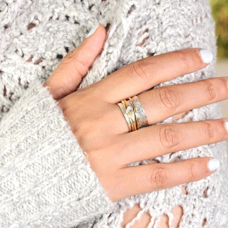 Retro White Gemstone Inlaid Rings