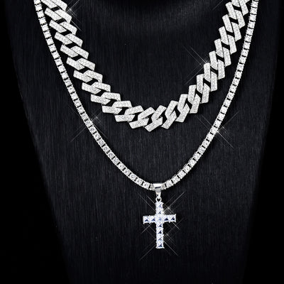 Zircon Cross Pendant Iced Out Paved Rhinestones Bling Necklaces