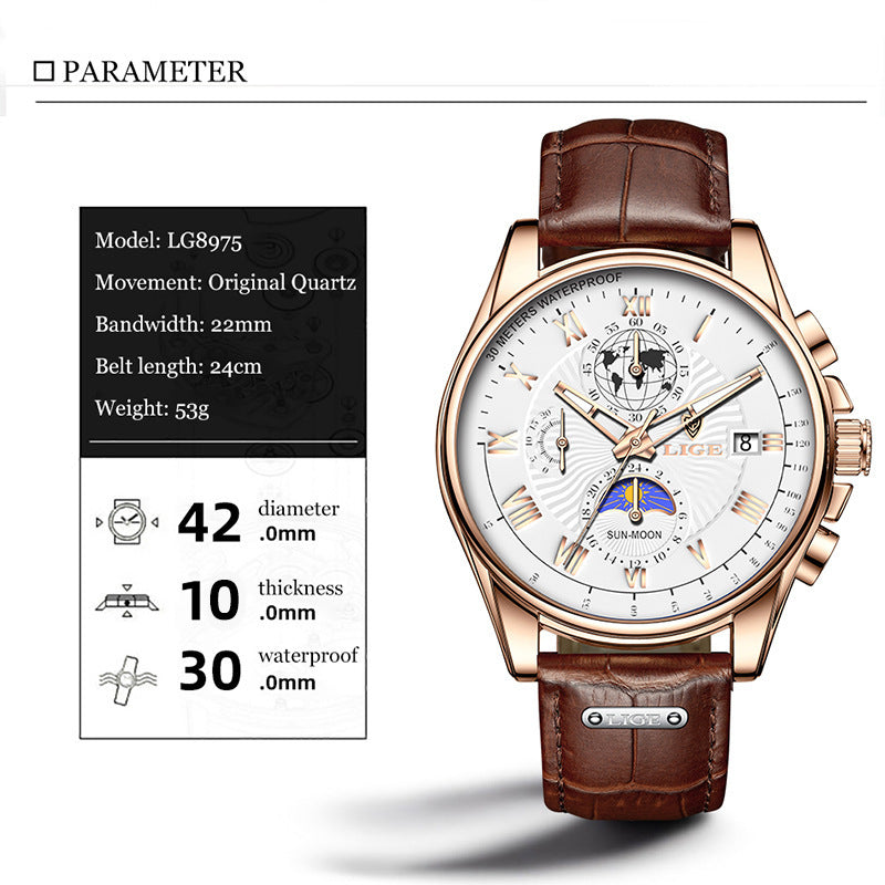 Men's Luminous Multifunctional Chronograph Watch