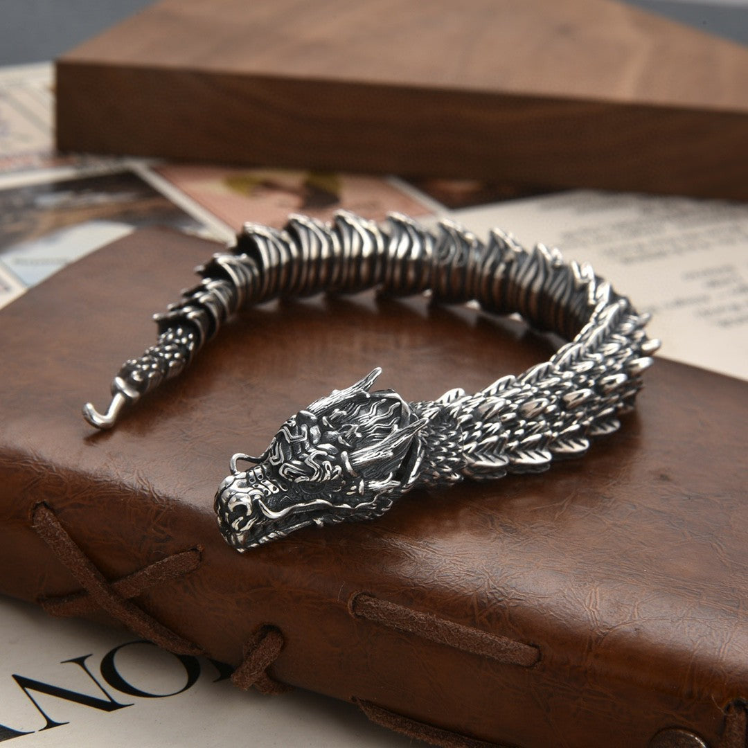 Handmade Retro Domineering Dragon Head Bracelet