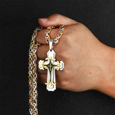 Christian Trinity Latin Cross Necklace