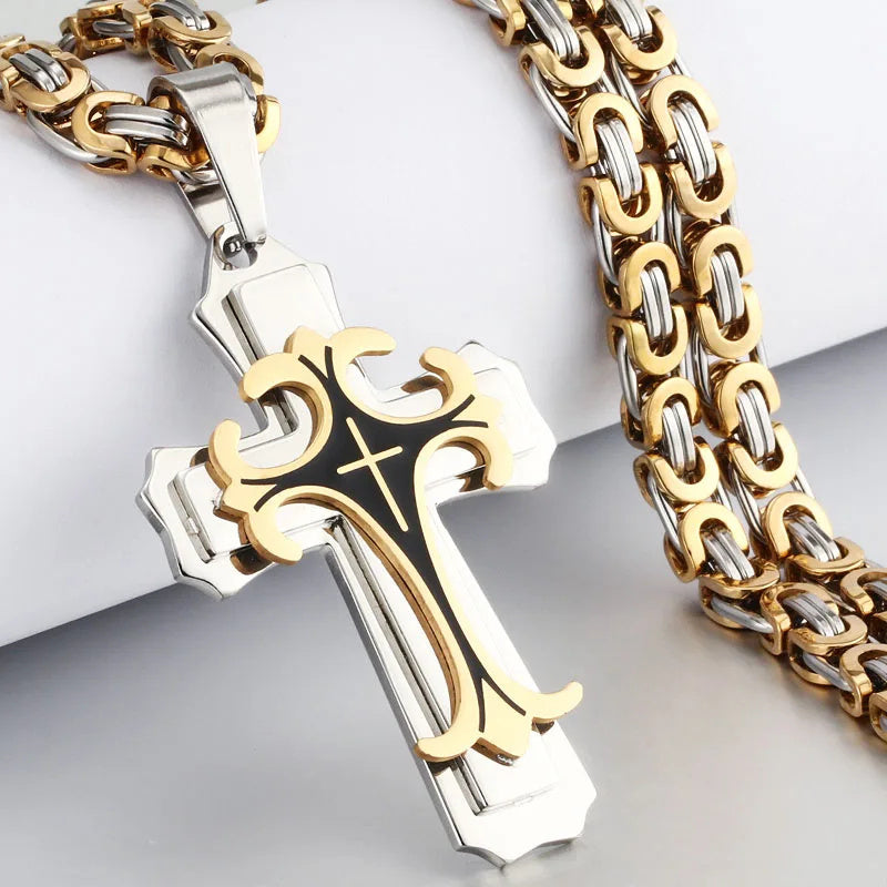 Christian Trinity Latin Cross Necklace