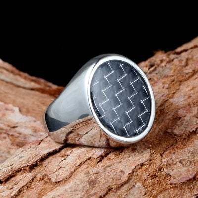 Retro Carbon Fiber Titanium Steel Rings