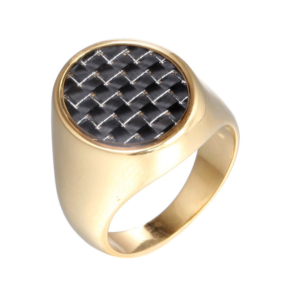 Retro Carbon Fiber Titanium Steel Rings