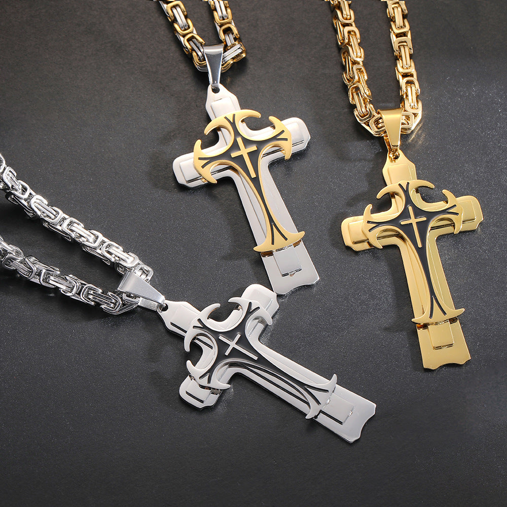 Christian Trinity Latin Cross Necklace