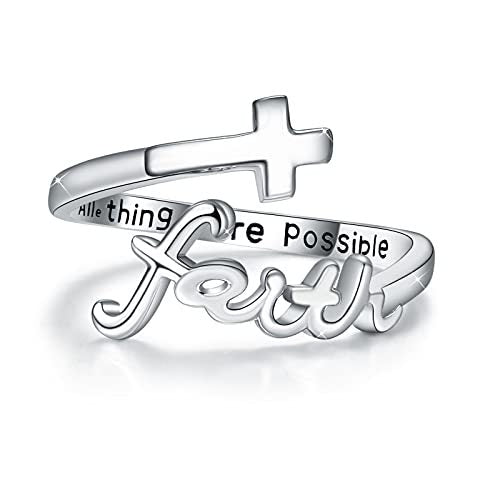 Cross Ring Silver Adjustable Faith