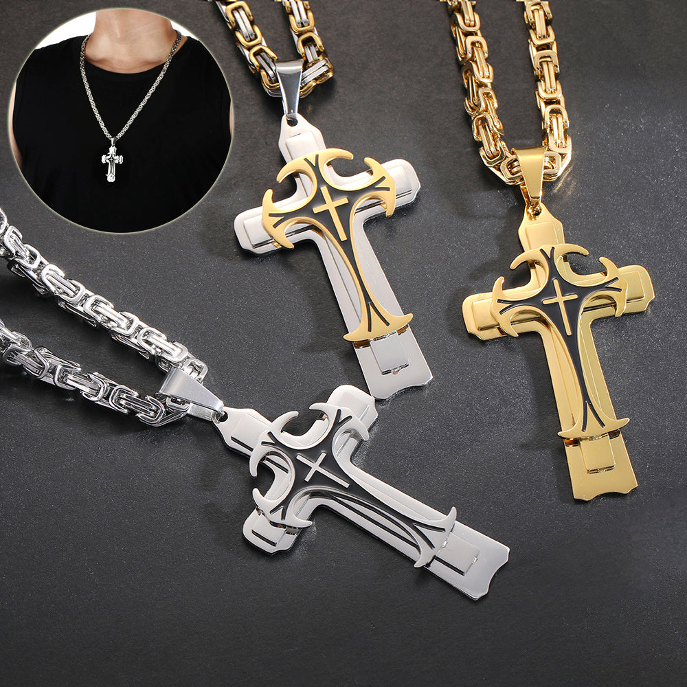 Christian Trinity Latin Cross Necklace