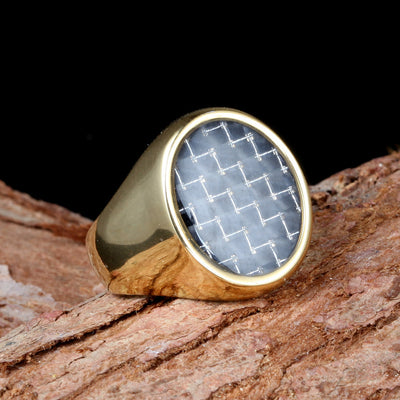 Retro Carbon Fiber Titanium Steel Rings